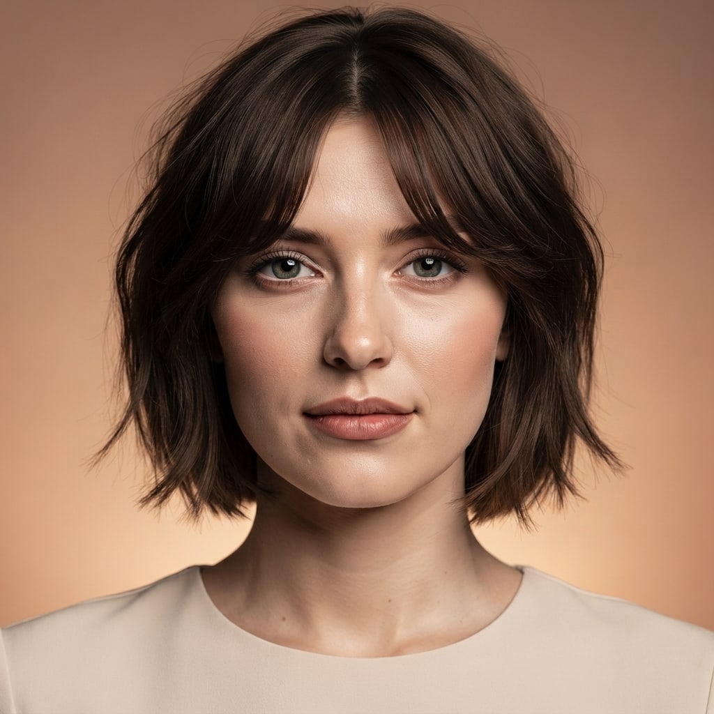French bob with curtain bangs