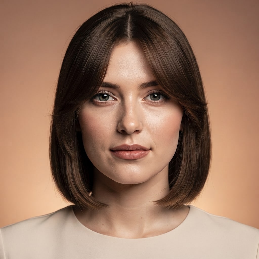 Classic long curtain bangs