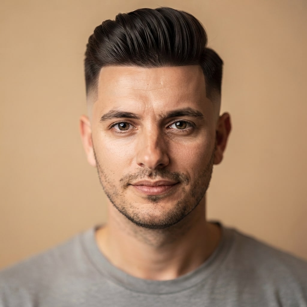 Pompadour with skin fade