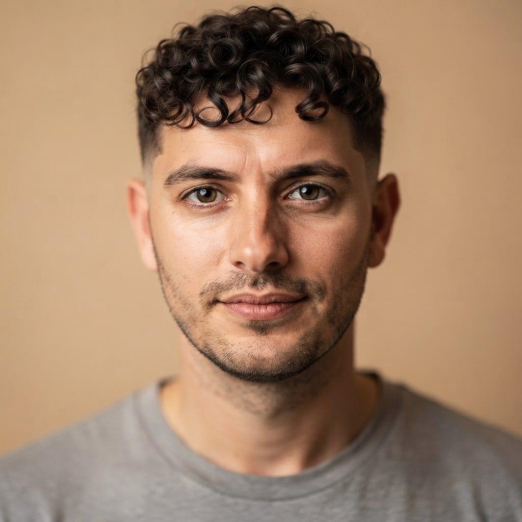 Curly top with tapered sides